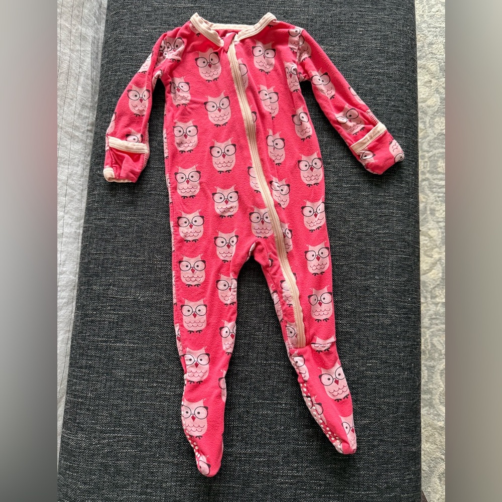 Kickee Pants Pink Owl Print Kids Footie